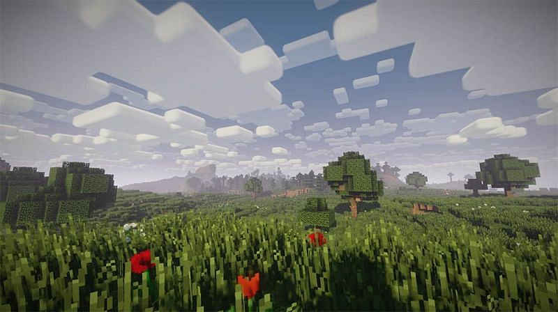 Nostalgia shader with graphics similar to the beginning (Image via Minecraft)