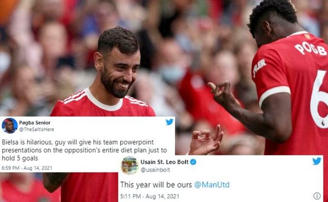 Twitter explodes as Bruno Fernandes hat-trick inspires Manchester United to 5-1 win