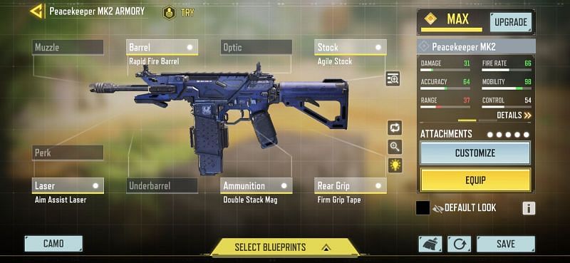 The three-shot gunsmith build for Peacekeeper (Image via COD Mobile)