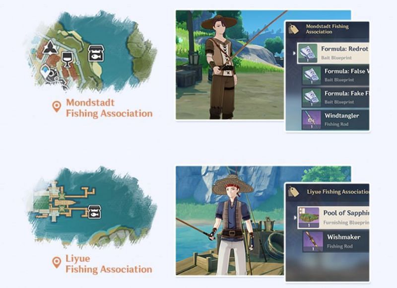 Different rods increase the chances of catching fish in a certain area (Image via Genshin Impact)