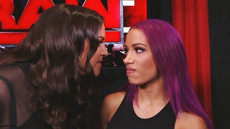 Stephanie McMahon and Sasha Banks