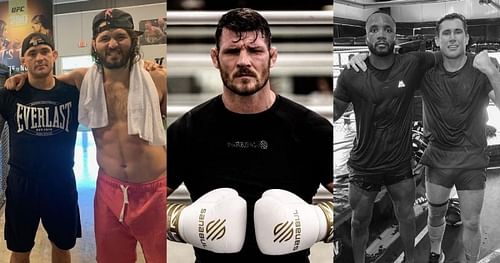 Dustin Poirier & Jorge Masvidal (left), Michael Bisping (central), Leon Edwards & Darren Till (right) [Images Courtesy: @gamebredfighter @mikebisping @leonedwardsmma on Instagram]