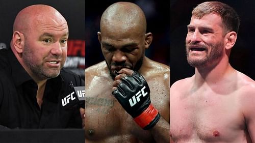 Dana White, Jon Jones and Stipe Miocic