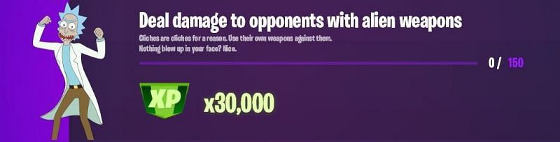 &quot;Deal damage to opponents with alien weapons&quot; Fortnite week 12 Epic challenge (Image via iFireMonkey)