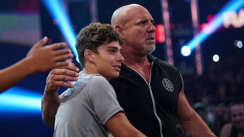 Goldberg with his son Gage on Monday Night RAW