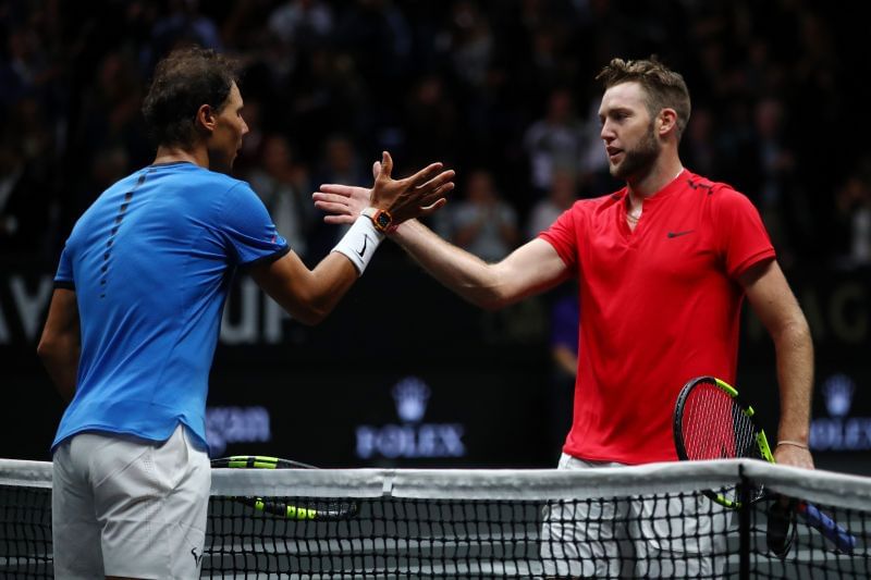 Rafael Nadal (L) and Jack Sock