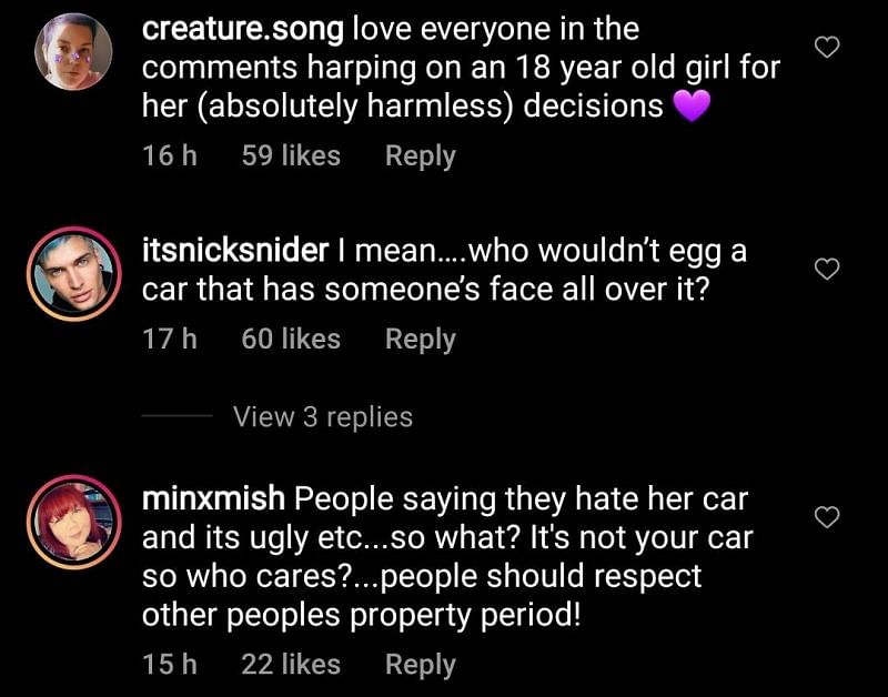 People react to Jojo Siwa&#039;s car getting egged 1/3 (Image via @defnoodles Instagram)