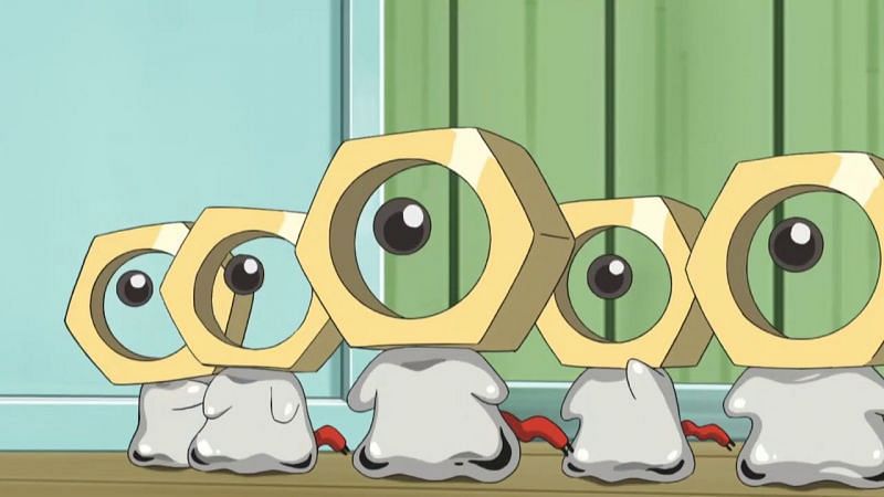 A group of Meltan in the anime (Image via The Pokemon Company)