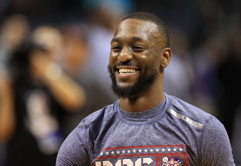 Kemba Walker during a warm-up before the start of an NBA game.