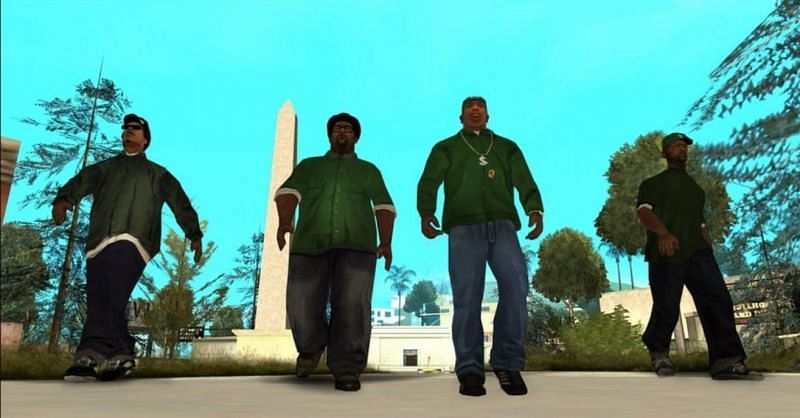 CJ can wear green and represent his gang (Image via Rockstar Games)