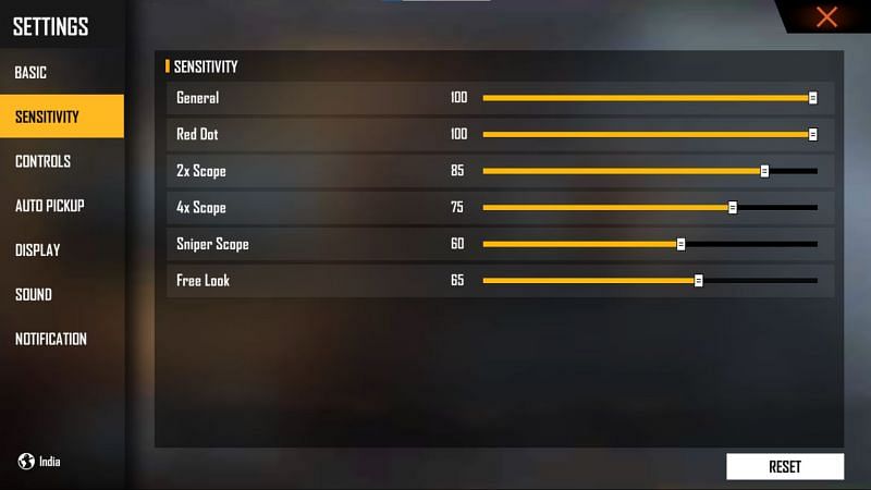 Recommended sensitivity settings for executing more headshots (Image via Free Fire)