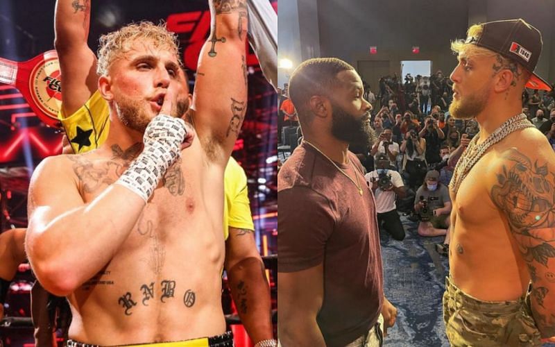 Jake Paul (left and right); Tyron Woodley (center) (*Images courtesy: Jake Paul Instagram)