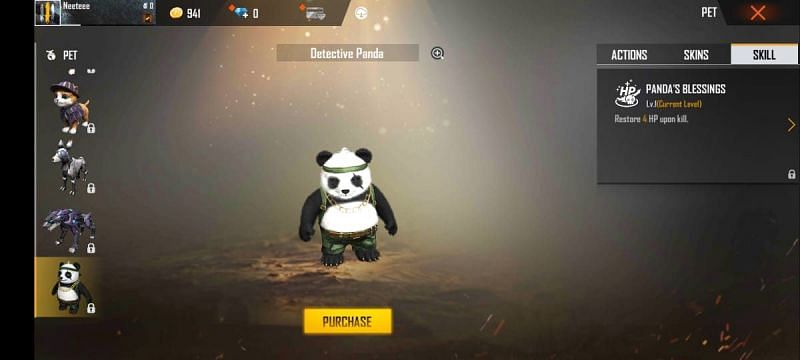 Detective Panda restores a little HP for each kill (Image via Garena Free Fire)