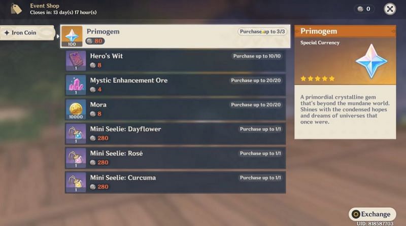 Exchange Iron Coins with rewards in Event Shop (Image via TSouL22, Youtube)
