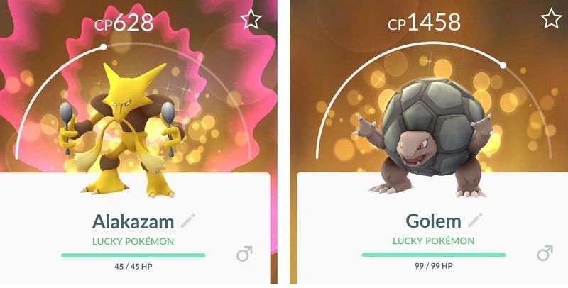 Lucky Pokemon as they are displayed in Pokemon GO (Image via Niantic)