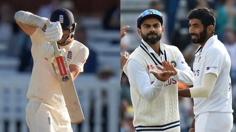James Anderson, Virat Kohli and Jasprit Bumrah (from left to right)