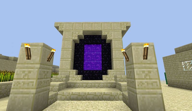 Desert Fixed Nether Portal (Image via Minecraft)