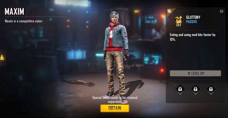 Maxim character can be purchased for 8000 gold or 499 diamonds (Image via Free Fire)