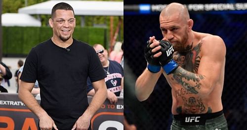 Nate Diaz (left); Conor McGregor (right).