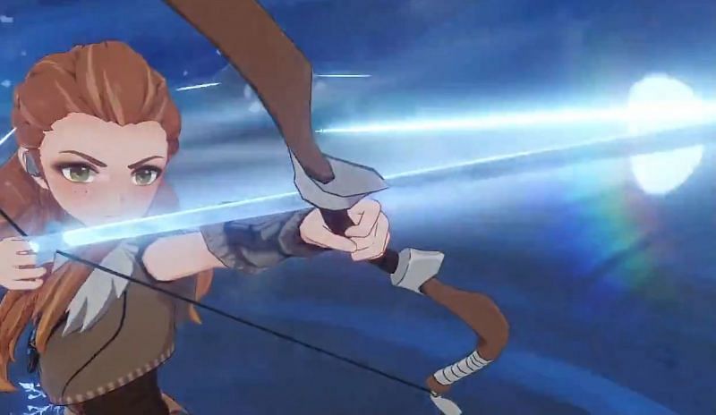 Genshin Impact&#039;s first crossover character Aloy has had some early animations leaked (Image via Genshin Impact)