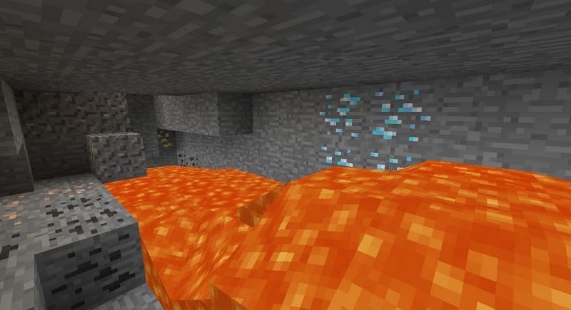 Diamond near lava (Image via Minecraft)
