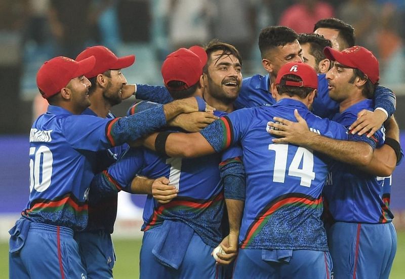 Afghanistan celebrate a famous tie. Pic: ICC