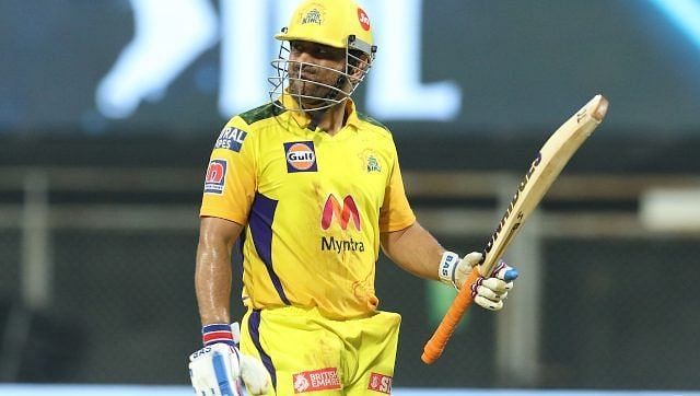 CSK skipper MS Dhoni in action during IPL 2021