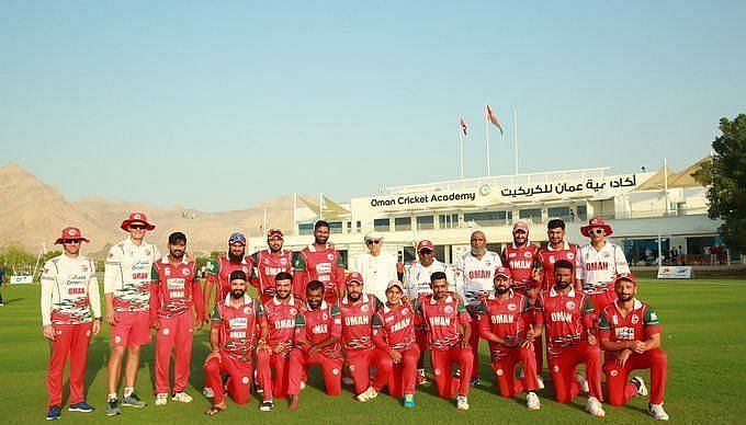 Oman national cricket team at the Oman Cricket Academy.