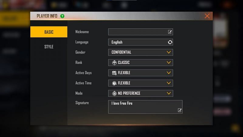 Click the edit button beside the existing nickname (Image via Free Fire)