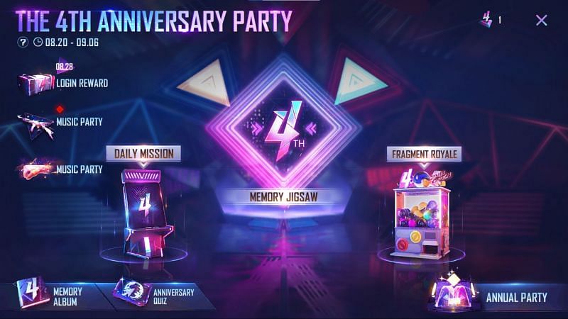 You have to click on the &ldquo;Anniversary Quiz&rdquo; tab (Image via Free Fire)