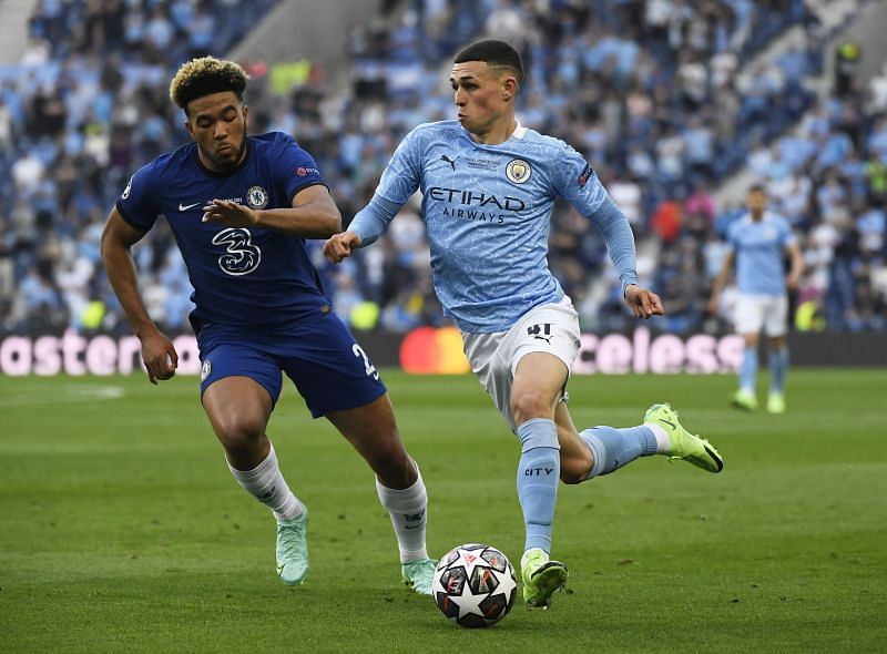 Phil Foden in action for City.
