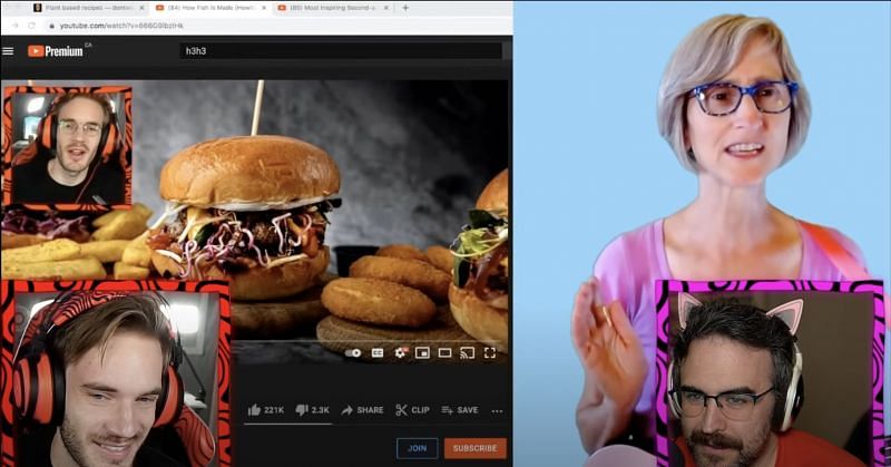 PweDiePie reacting to That Vegan Teacher (Image via PewDiePie/YouTube)