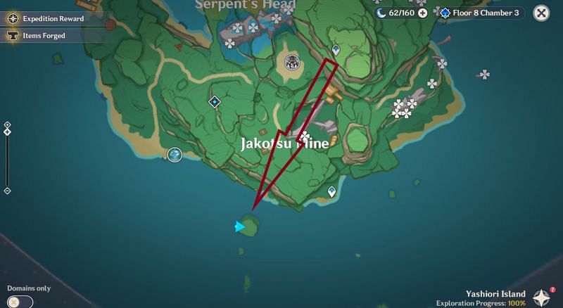 The first tomb is located southwest of Jakotsu Mine (Image via Genshin Impact)