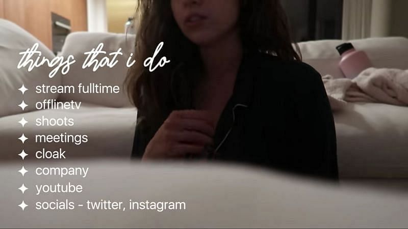Pokimane listing out the things she does in a day (Image via imane on YouTube)