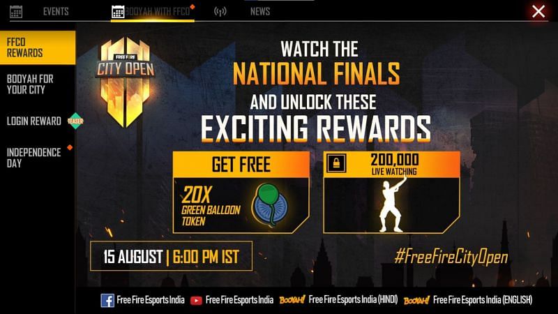 20x Green Balloon Token can be acquired by watching FFCO Finals 2021 (Image via Free Fire)