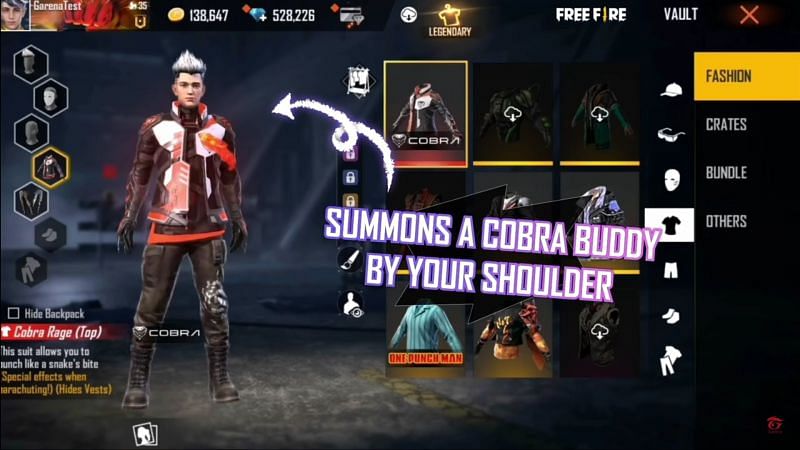 Legendary Cobra Rage bundle (Image via Free Fire India Official; YouTube)