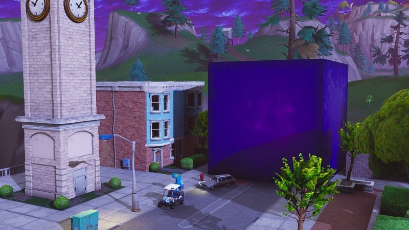 Kevin the Cube may soon be rolling through Tilted Towers once again (Image via Fortnite/Epic Games)