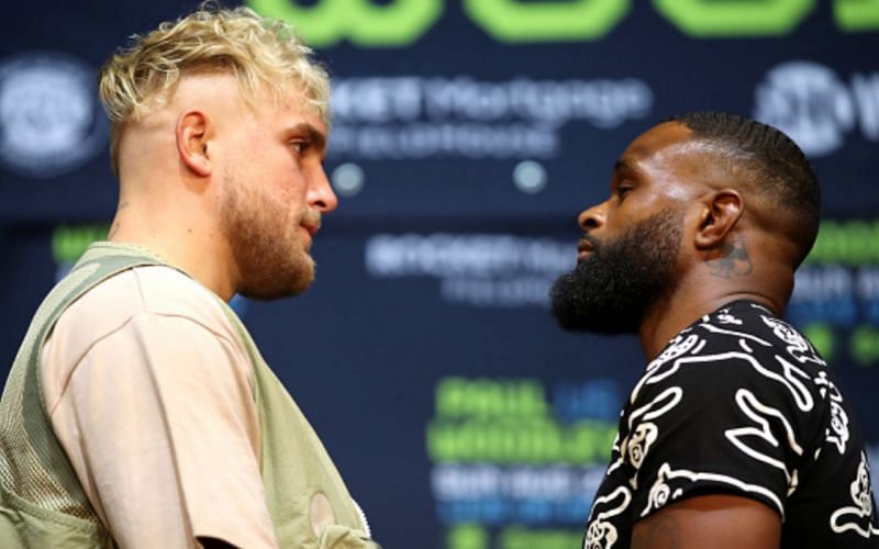 Jake Paul (left); Tyron Woodley (right)