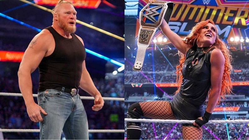 WWE सुपरस्टार ब्रॉक लैसनर और नई SmackDown विमेंस चैंपियन बैकी लिंच