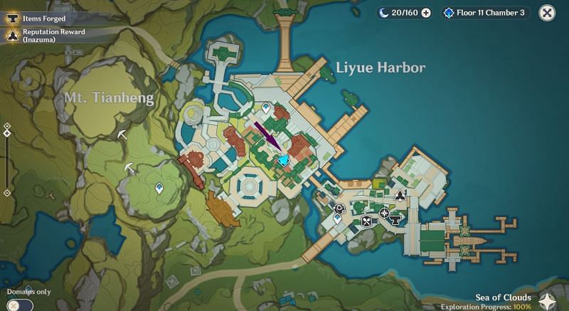 Location of Liyue Souvenir Shop on the map (Image via Genshin Impact)