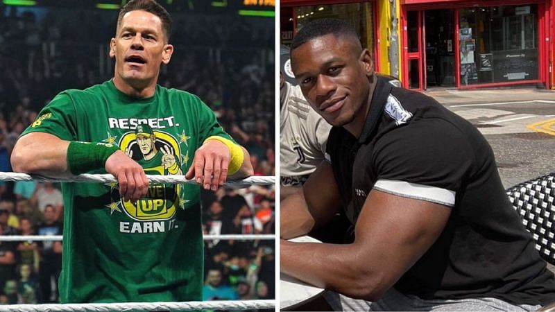John Cena at WWE Money in the Bank 2021 (left); &quot;Black John Cena&quot; (right) 