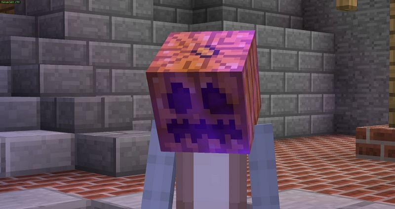 Curses can afflict plenty of pieces of player gear, even carved pumpkins (Image via Mojang)