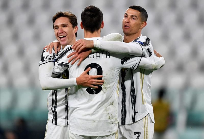 Cristiano Ronaldo, Alvaro Morata and Federico Chiesa (from right to left)