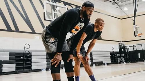 LeBron James and Russell Westbrook work out together. Photo credits: marca.com