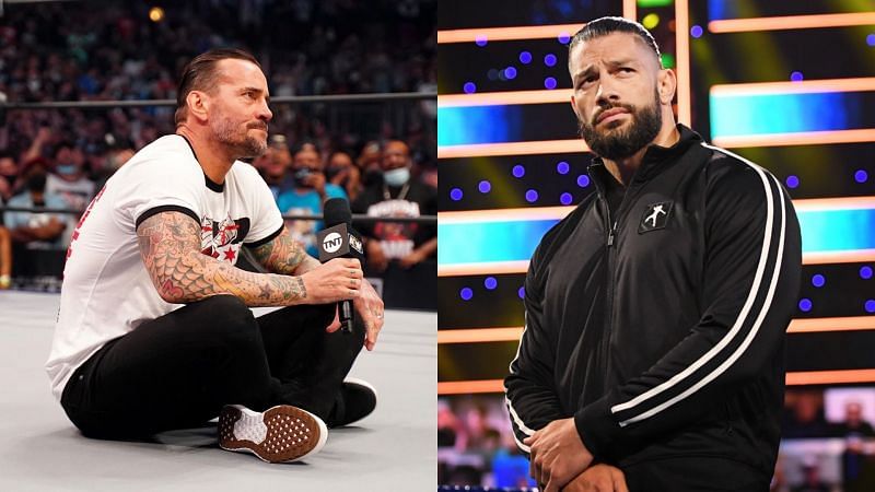 CM Punk (left); Roman Reigns (right)
