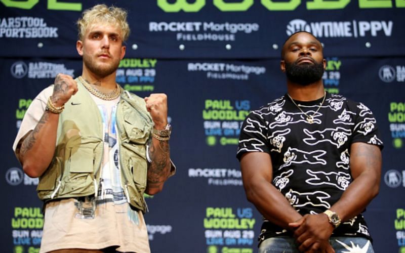 Jake Paul (left); Tyron Woodley (right)