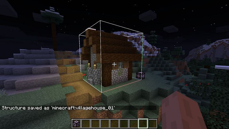 Saving a structure using a structure block in Minecraft (Image via Minecraft)
