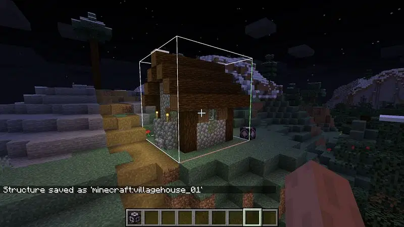 Saving a structure using a structure block in Minecraft (Image via Minecraft)