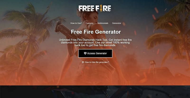 Fake diamond generator websites (Image via Free Fire Generator)