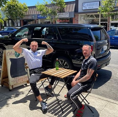 Conor McGregor (left) with coach John Kavanagh (right) [Image Courtesy: @coach_kavanagh on Instagram]